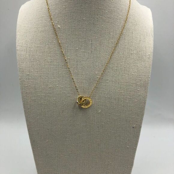 18K Gold Plated Stainless Steel Necklace Roman Numeral Dual Charm Waterproof - Picture 3 of 9